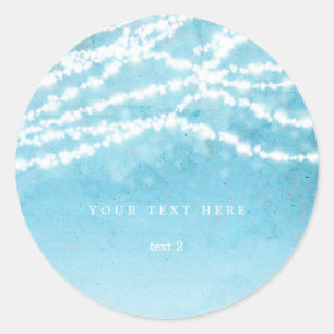 Hemelse slingerlichtjes Blauw Rustiek Favor Sticke Ronde Sticker