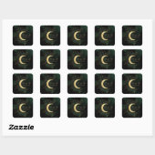 Hemelse Smaragd Gouden Maan Bruiloft Vierkante Sticker (Vel)