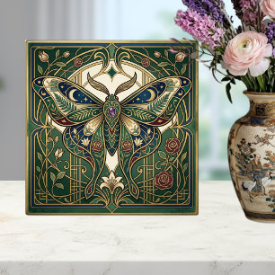 Hemelse Smaragdvlinder Vintage Bloemenkunst Tegeltje