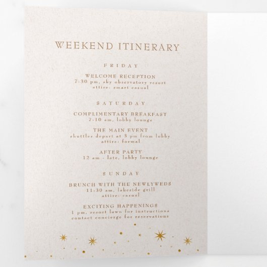  hemelse ster maan gevouwen bruiloft programma (Binnenzijde eerst)