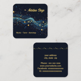 Hemelse sterren in goud op blauw vierkante visitekaartje