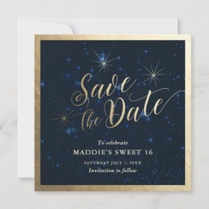 Hemelse sterrenhemel Save the Date kaart