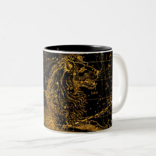 Hemelse Sterrenkaart Astrologisch LEO Lion Gold Tweekleurige Koffiemok