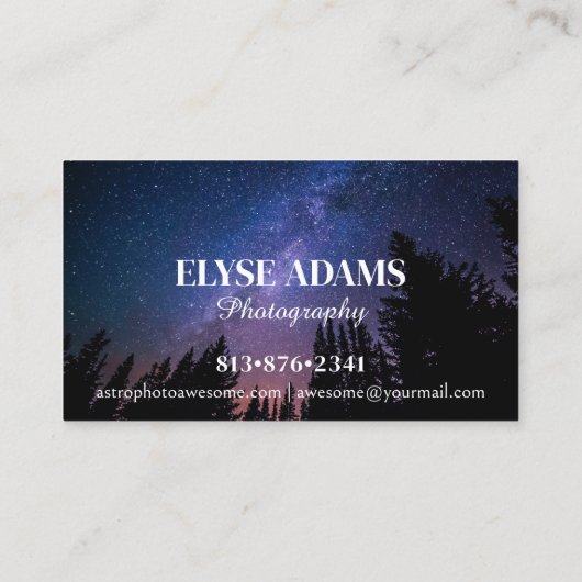 Hemelse Sterrennacht Sky Trees Forest Visitekaartje (Achterkant)