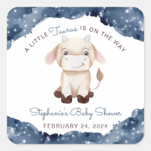 Hemelse Stier Waterverf Baby Shower Vierkante Sticker