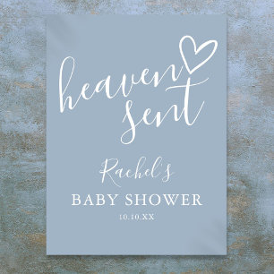 Hemelse Stof Blauw Jongens Baby Shower Bord Poster