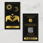 Hemelse Tarot Kapsalon Zwart Goud Bedankt Visitekaartje (Voorkant / Achterkant)