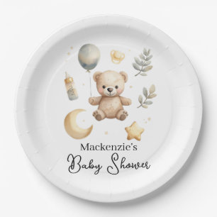 Hemelse teddybeer waterverf baby shower papieren bordje