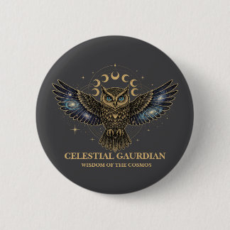 Hemelse Uil Kosmische Beschermer Ronde Button 5,7 Cm