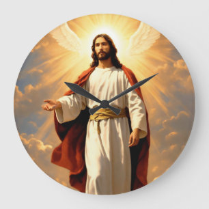 "Hemelse uren: Jezus God gedrukte wandklok" Grote Klok