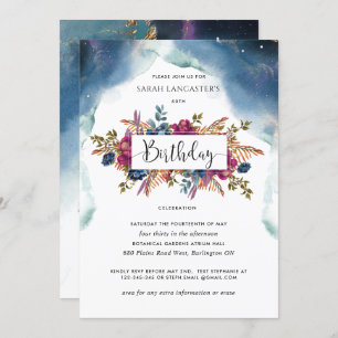 Hemelse Verjaardag, Jewel Tone Floral Kaart