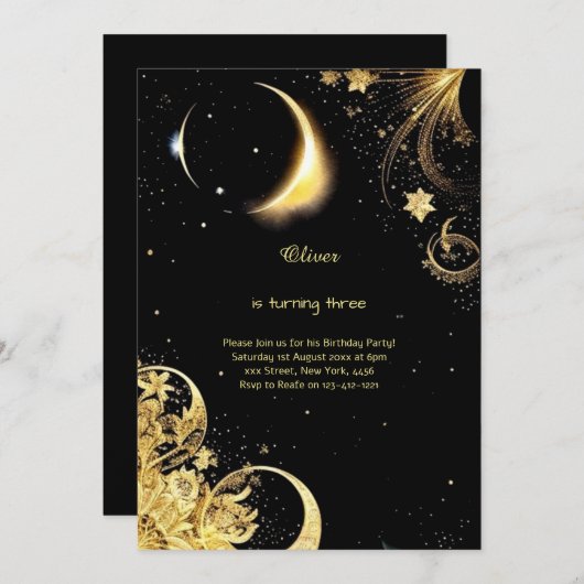 Hemelse Verjaardag Uitnodiging (Voorkant / Achterkant)