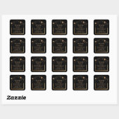 Hemelse Verjaardag Zwart Goud Dank u Vierkante Sticker (Vel)