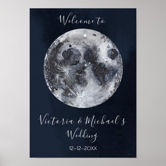 hemelse volle maan en sterren poster (Voorkant)