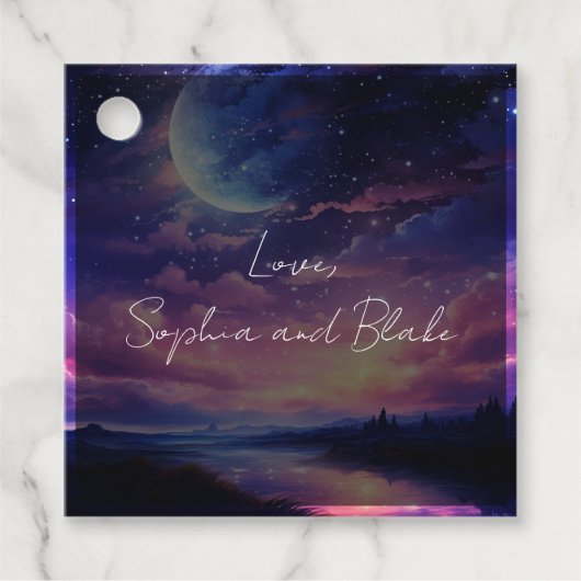 Hemelse Volle Maan Sterren Gepersonaliseerde bruil Bedankjes Labels (Voorkant)