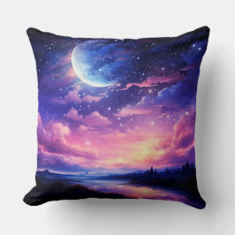 Hemelse Volle Maan Sterren Wolken Mystiek Paarse Kussen