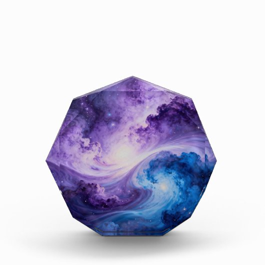 Hemelse Vortex: Indigo en Amethist Fotoblokken (Voorkant)