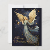 Hemelse vreugde in Blue Angel Kerstmiskaart Feestdagenkaart (Voorkant)