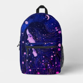 Hemelse Vrouw Godin Moon Stars Sky Bedrukte Rugzak (Voorkant)