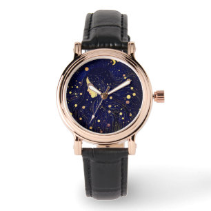 Hemelse Vrouw Godin Moon Stars Sky Horloge
