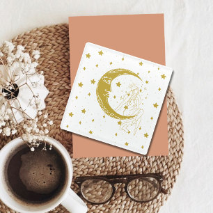 Hemelse vrouw, maansterren, boho, elegante astrono glazen onderzetter