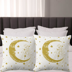 Hemelse vrouw, maansterren, boho, elegante astrono kussen
