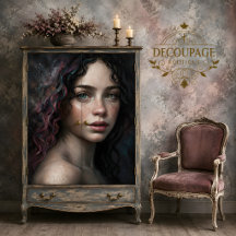Hemelse vrouw met sterrenstelsel haar decoupage