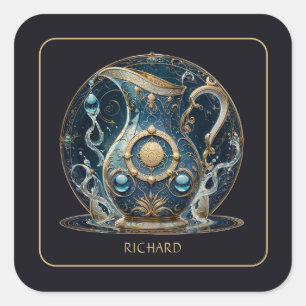 Hemelse Waterman Dierenriem Zwart Goud Waterman Vierkante Sticker