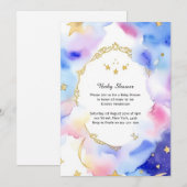 Hemelse Waterverf Baby shower Uitnodiging (Voorkant / Achterkant)