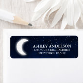 Hemelse Waterverf Blauwe Hemel Maan Sterren Etiket (Insitu)