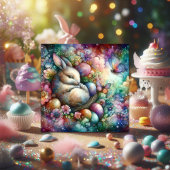 Hemelse Waterverf Konijntje Paasei Christelijk Feestdagenkaart