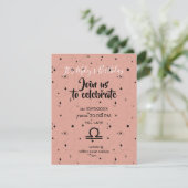 hemelse Weegschaal roos zwarte sterren verjaardags (Staand voorkant)