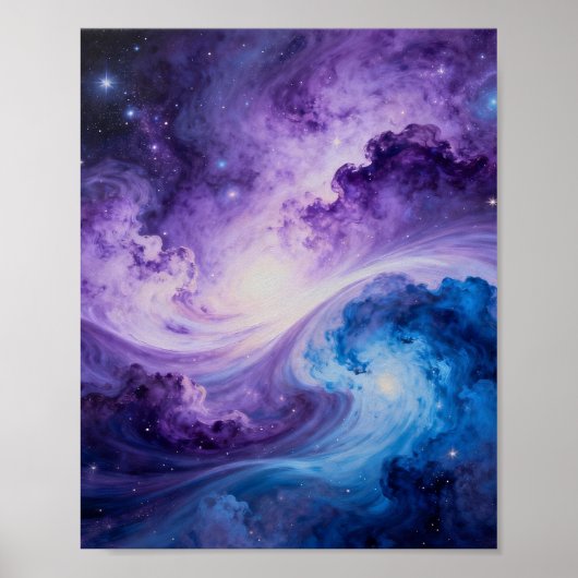 Hemelse Wervelwind: Indigo en Amethist Poster (Voorkant)