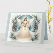 Hemelse Winter Engel Lantaarn van Hoop Kaart (Gele Bloem)