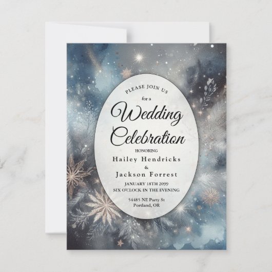 Hemelse Winter Midnight Sparkle Kaart (Voorkant)