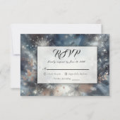 Hemelse Winter Midnight Sparkle Wedding RSVP Kaartje (Voorkant)