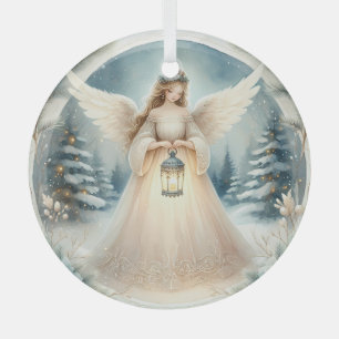 Hemelse Winterengel Lantaarn van Hoop Glas Ornament