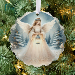 Hemelse Winterengel Lantaarn van Hoop Ornament Kaart