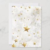 Hemelse Witte en Gouden Sterren Bruiloft Kaart (Achterkant)