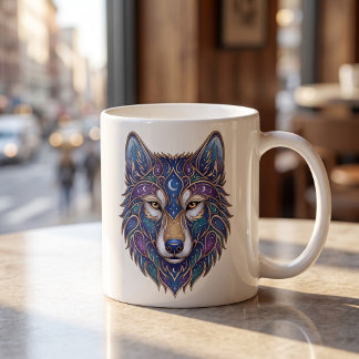 Hemelse Wolf Mok Goud & Blauw Luxe Lijn Kunst