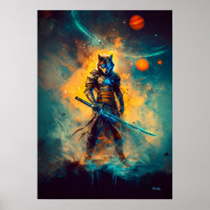 Hemelse Wolf Ronin – Bewaker van het Kosmische Bla Poster