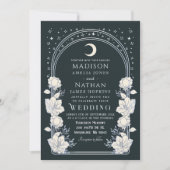 Hemelse Zilveren Boog Art Nouveau QR Code Huwelijk Kaart (Voorkant)