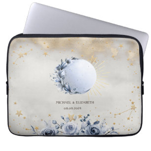 Hemelse Zon, Blauwe Maan Bloemen, Sterren Nachteli Laptop Sleeve