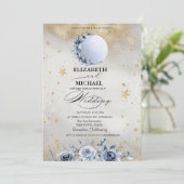 Hemelse Zon, Blauwe Maan Rozen Sterren Script Kaart (Staand voorkant)