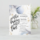 Hemelse zon, blauwe maan, sterren bruiloft kaart (Staand voorkant)