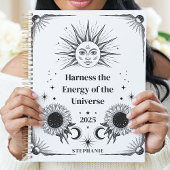 Hemelse Zon en Maan Aangepaste Naam Manifestatie Planner