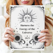 Hemelse Zon en Maan Aangepaste Naam Manifestatie Planner