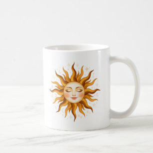 Hemelse Zon Gezicht Vintage Boho Kunst Koffiemok
