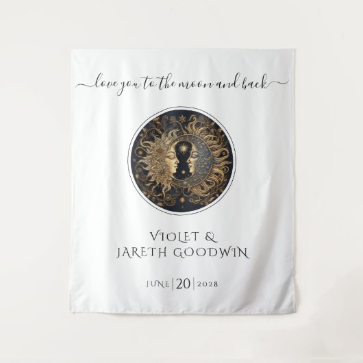 Hemelse zon maan Bruiloft Tapijt Wandkleed (Voorkant)