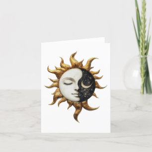 Hemelse Zon & Maan Groetenkaart Bedankkaart
